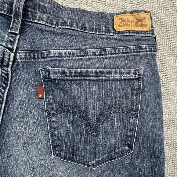Levis 505 Womens Size 6 Blue Denim Straight Leg Jeans Mid Rise Stretch 5 Pockets - Picture 5 of 14